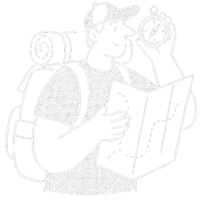 Traveler with backpack exploring with a map